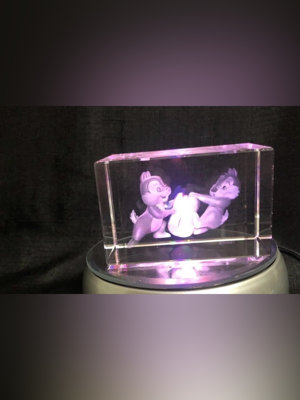 🐻 DISNEY ARRIBAS Chip & Dale HOLOGRAPHIC Acrylic CUBE 🐹